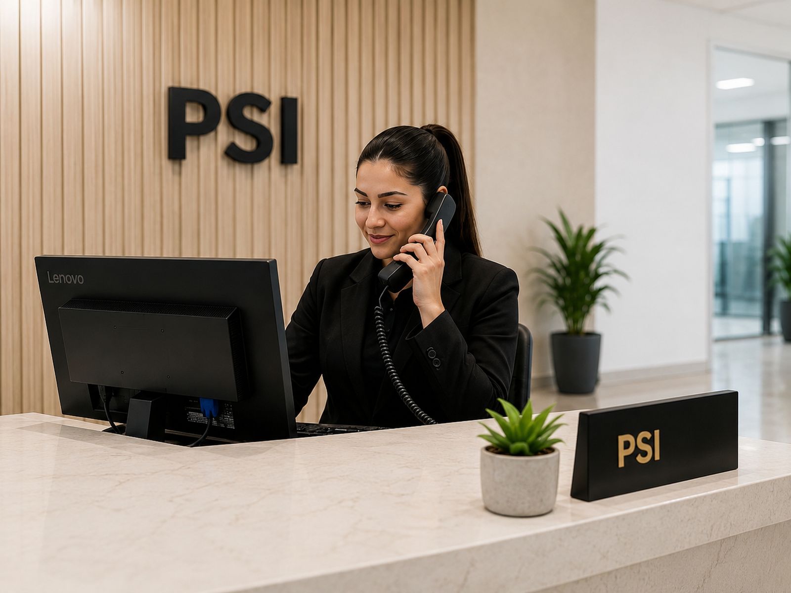 Profesional de PSI trabajando en oficina